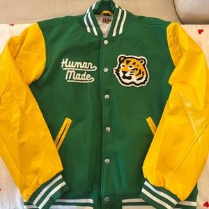 Brand New Human Made Varsity Jacket ( Color - Green & Yellow ) Packaged Bag